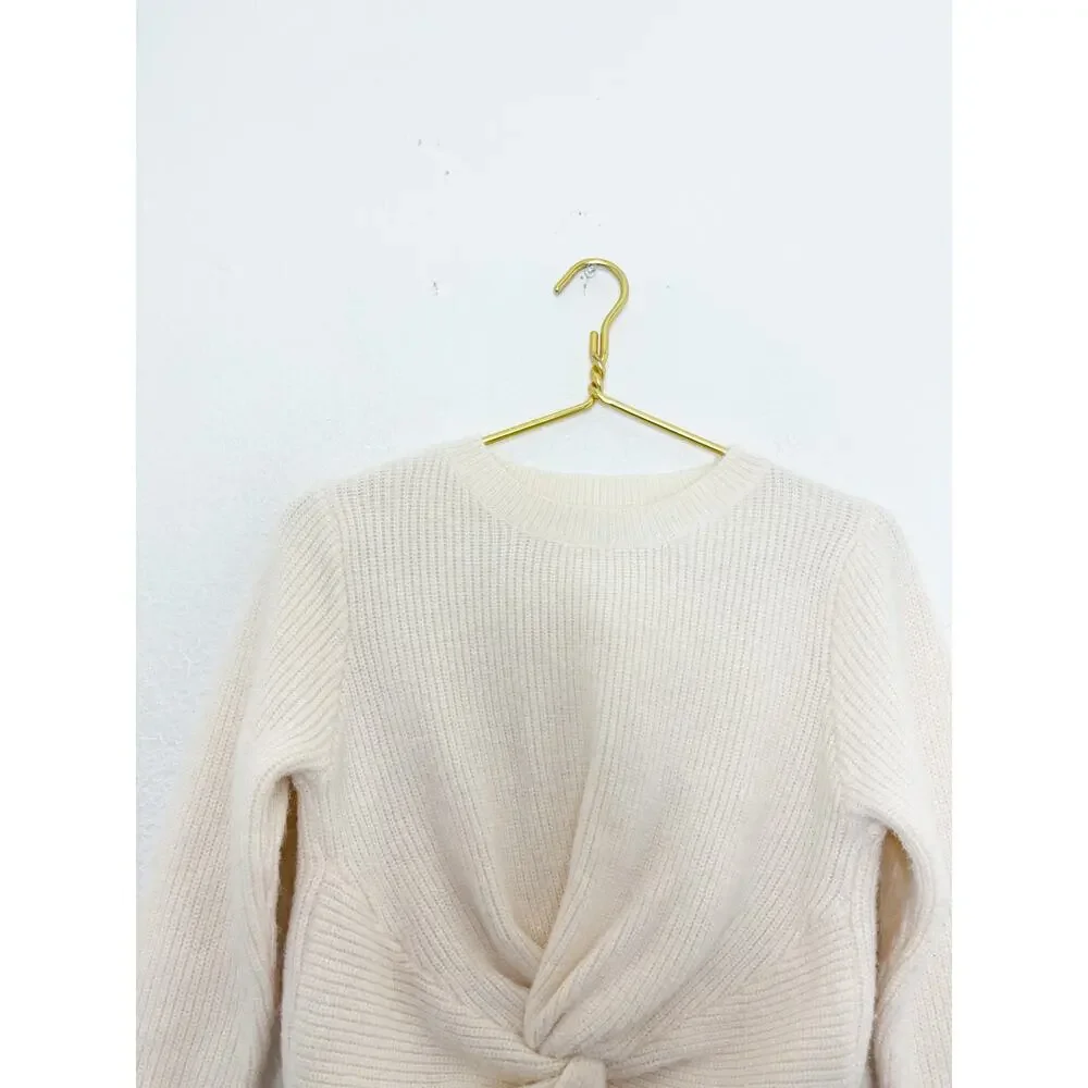 Oak + Fort Beige Knit Pullover with Knotted Front Detail Size Small Lightweight
